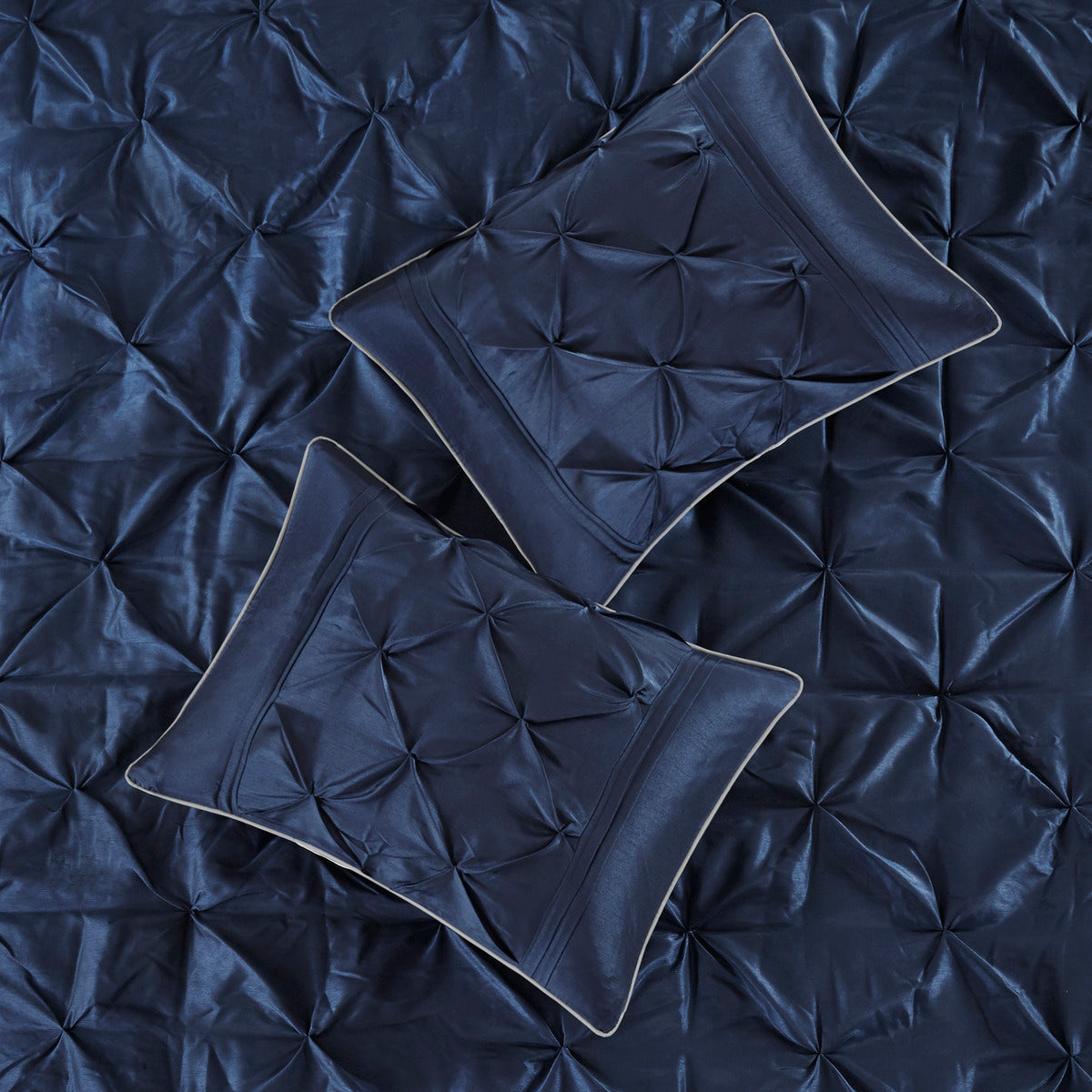 7 Piece Tufted Comforter Set Navy California King