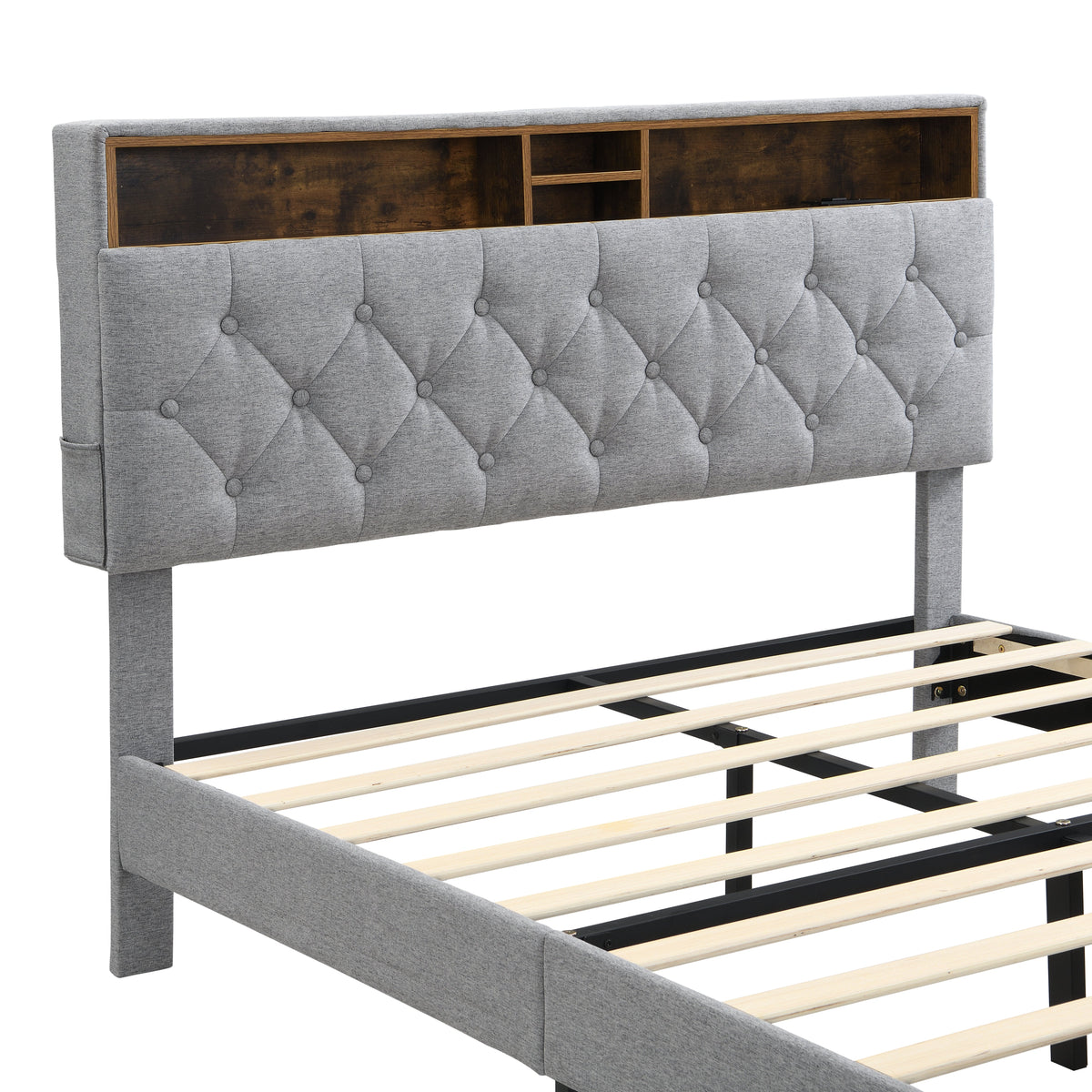 Queen-Size Upholstered Platform Bed Frame