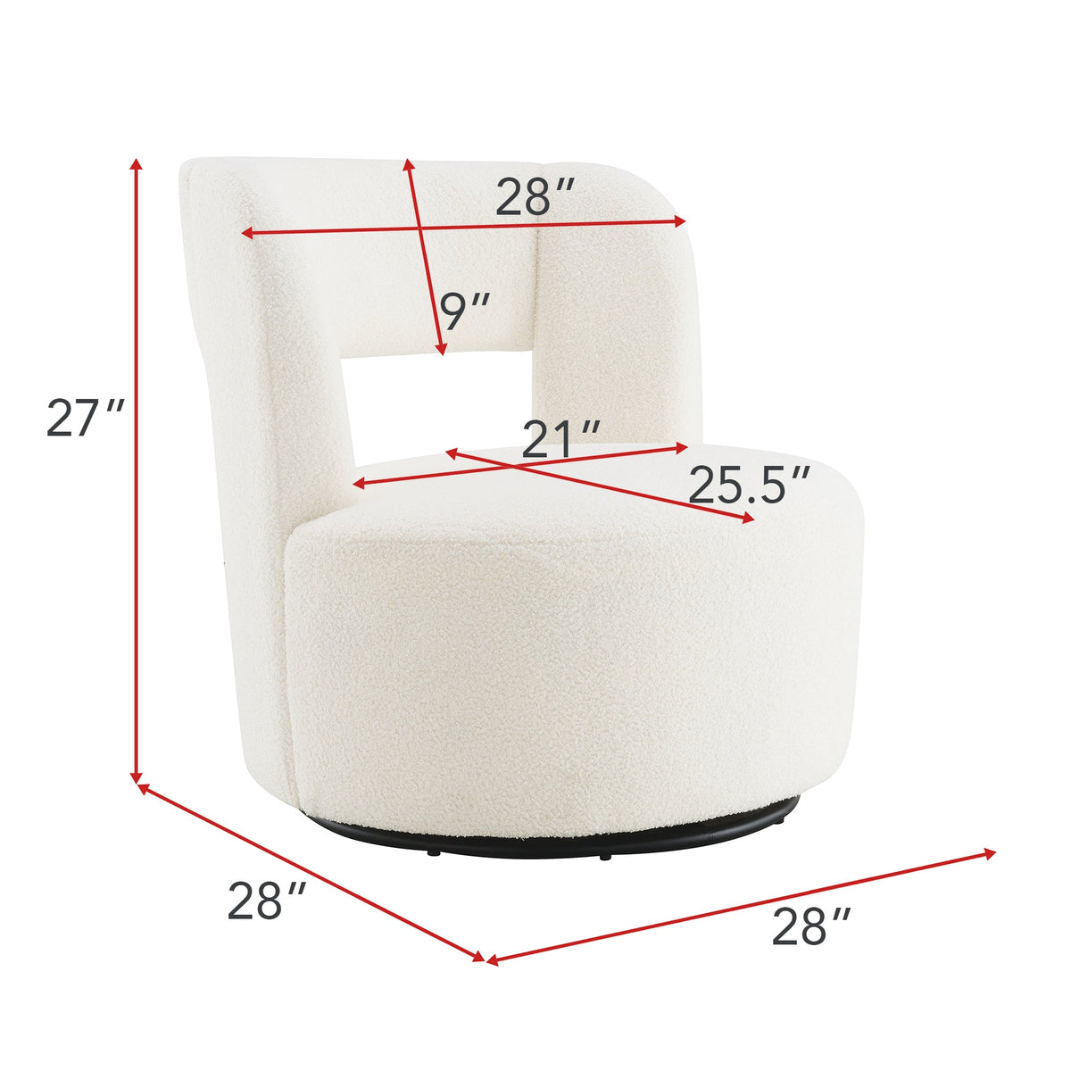 Swivel Barrel Chair with Soft Teddy Fabric