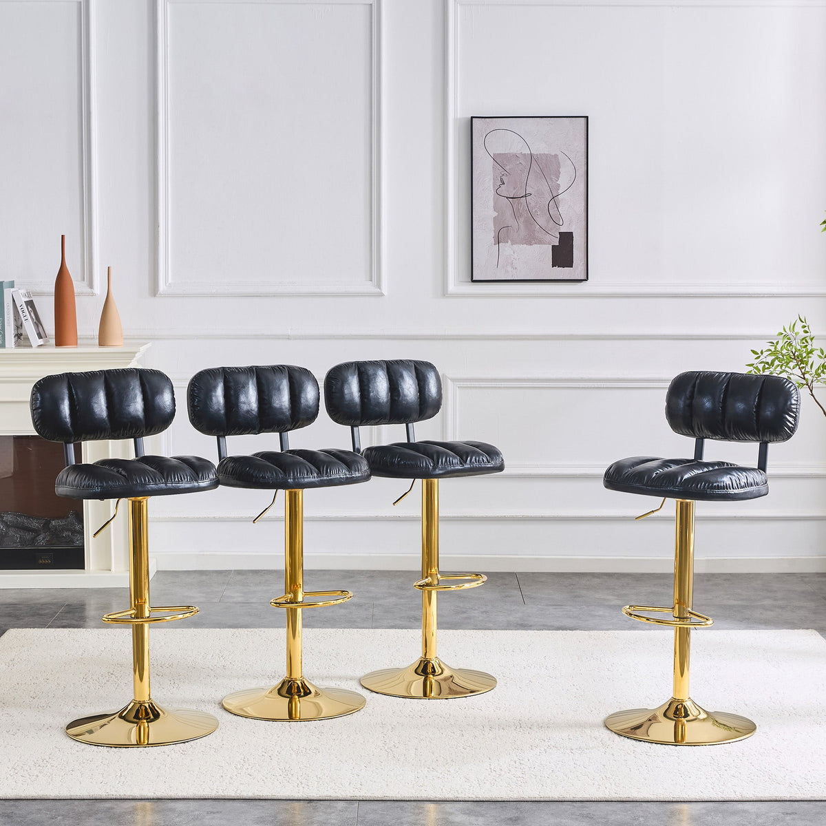 Set of 2 Modern Bar Stools with Adjustable Height