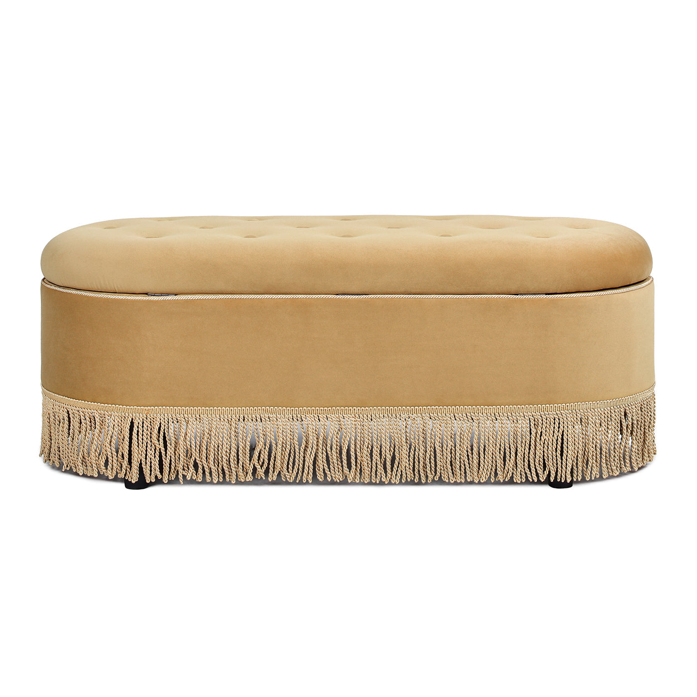 Melinda 48.5" Oval Tufted Bullion Fringe Storage Bench