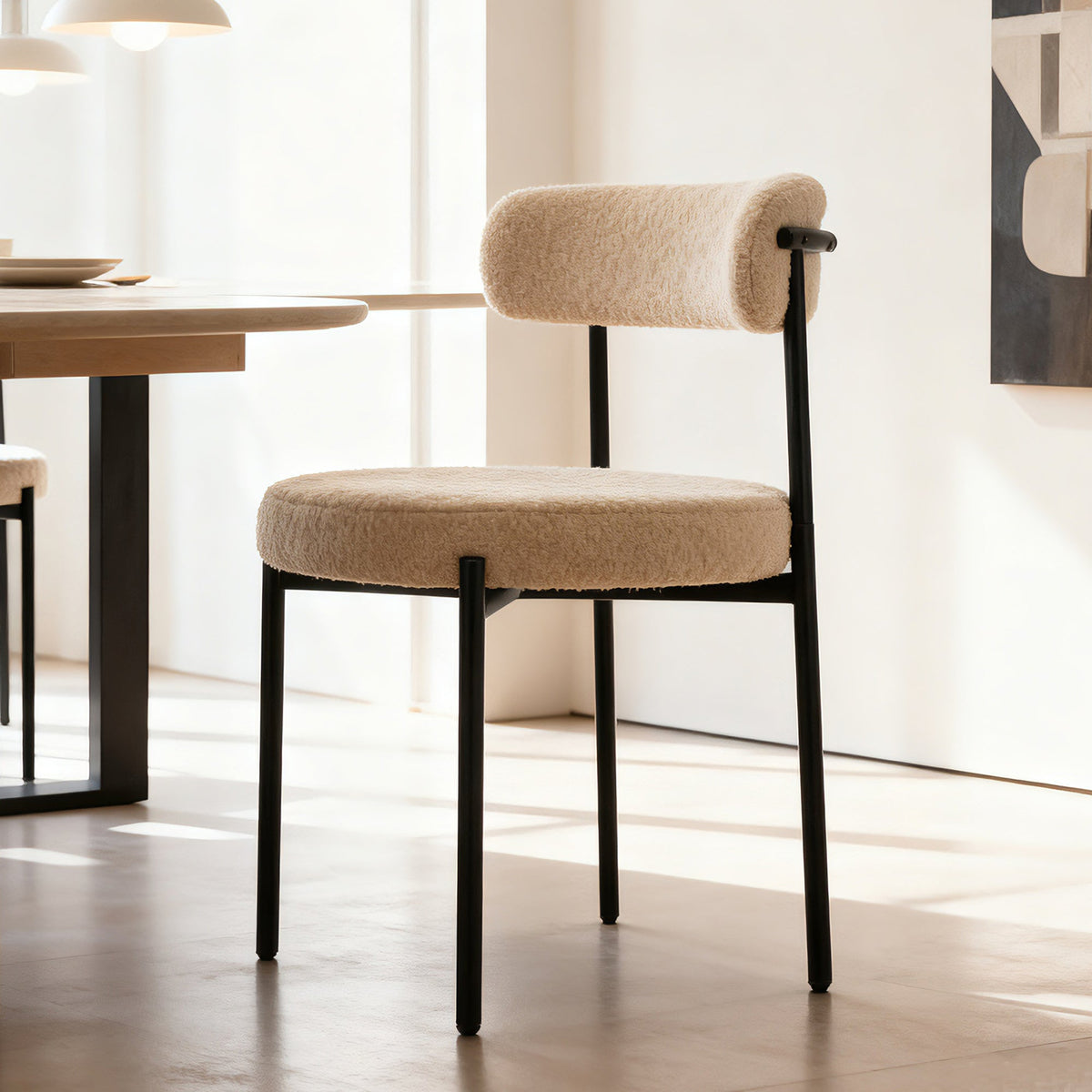 Medieval Modern Dining Chair Set, 4 Pieces, Round Seat Cushions