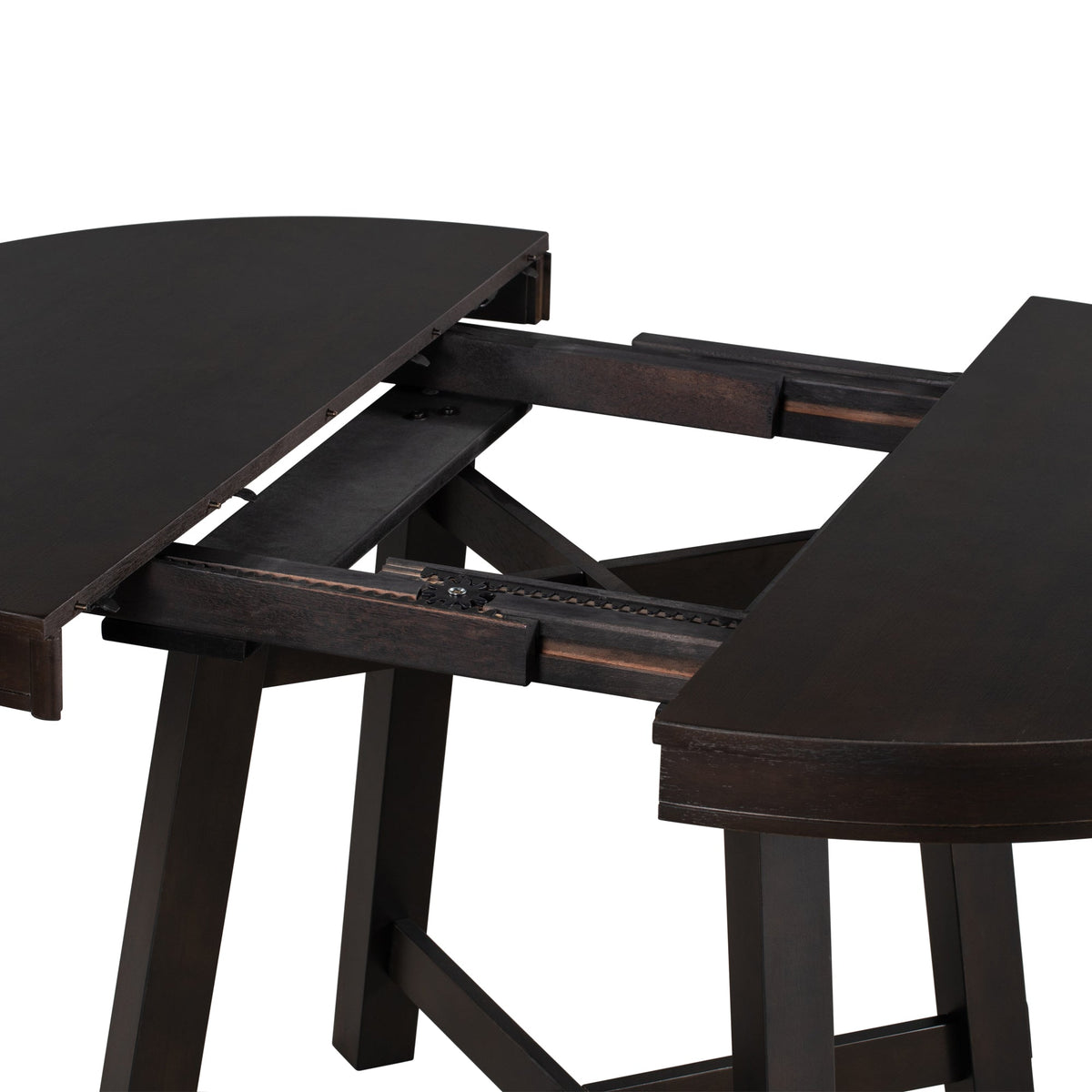 TREXM Farmhouse Round Extendable Dining Table with 16" Leaf