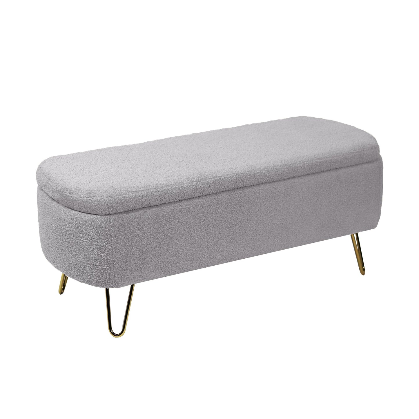 Grey Storage Ottoman Bench for End of Bed