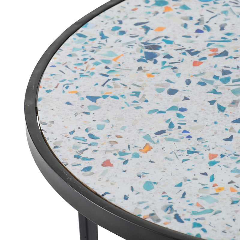 Set of 2 Round End Tables with Sturdy Metal Frame