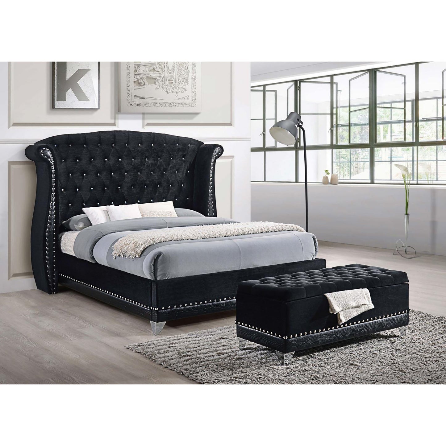 Black Tufted Trunk with Nailhead Trim