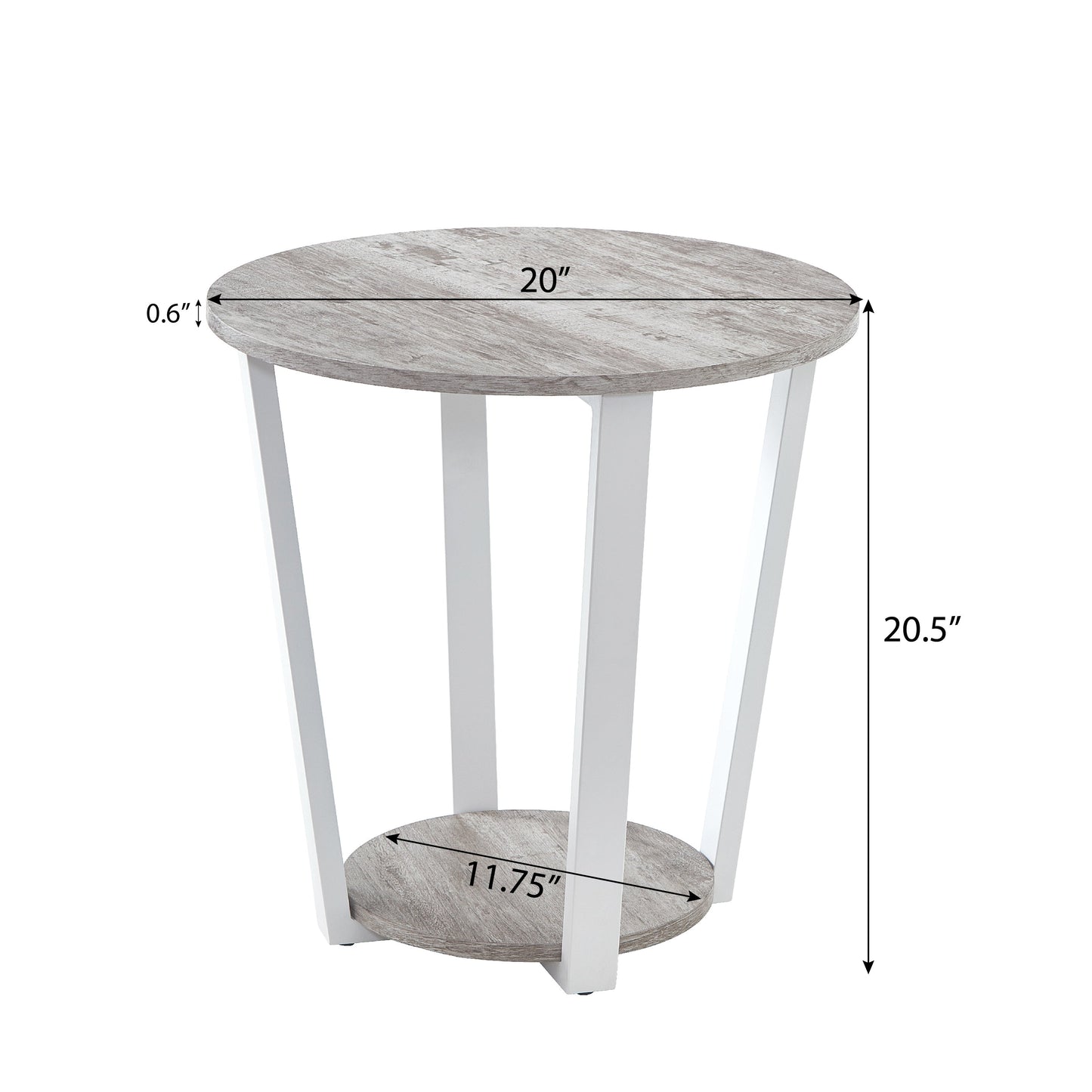 Elysian Contemporary Round End Table with Shelf