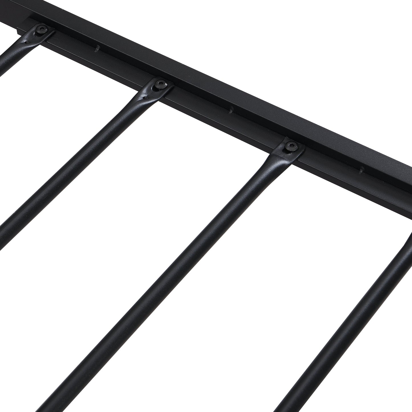 Full Size Metal Platform Bed Frame with Wooden Headboard