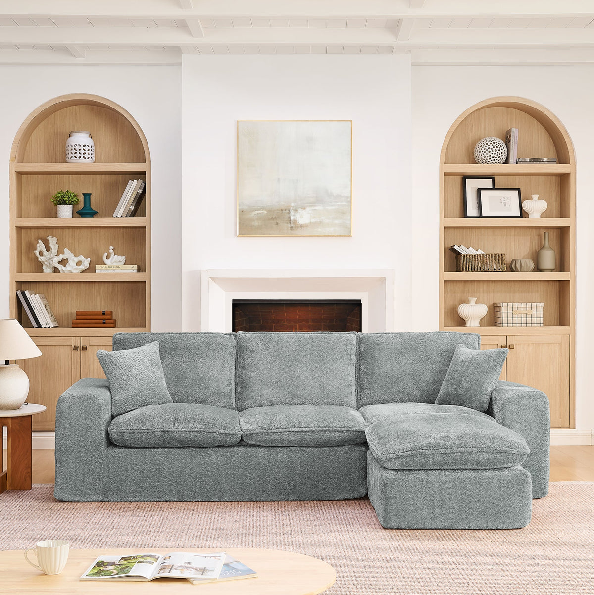 107'' Modern Boucle Sectional Sofa with Reversible Chaise