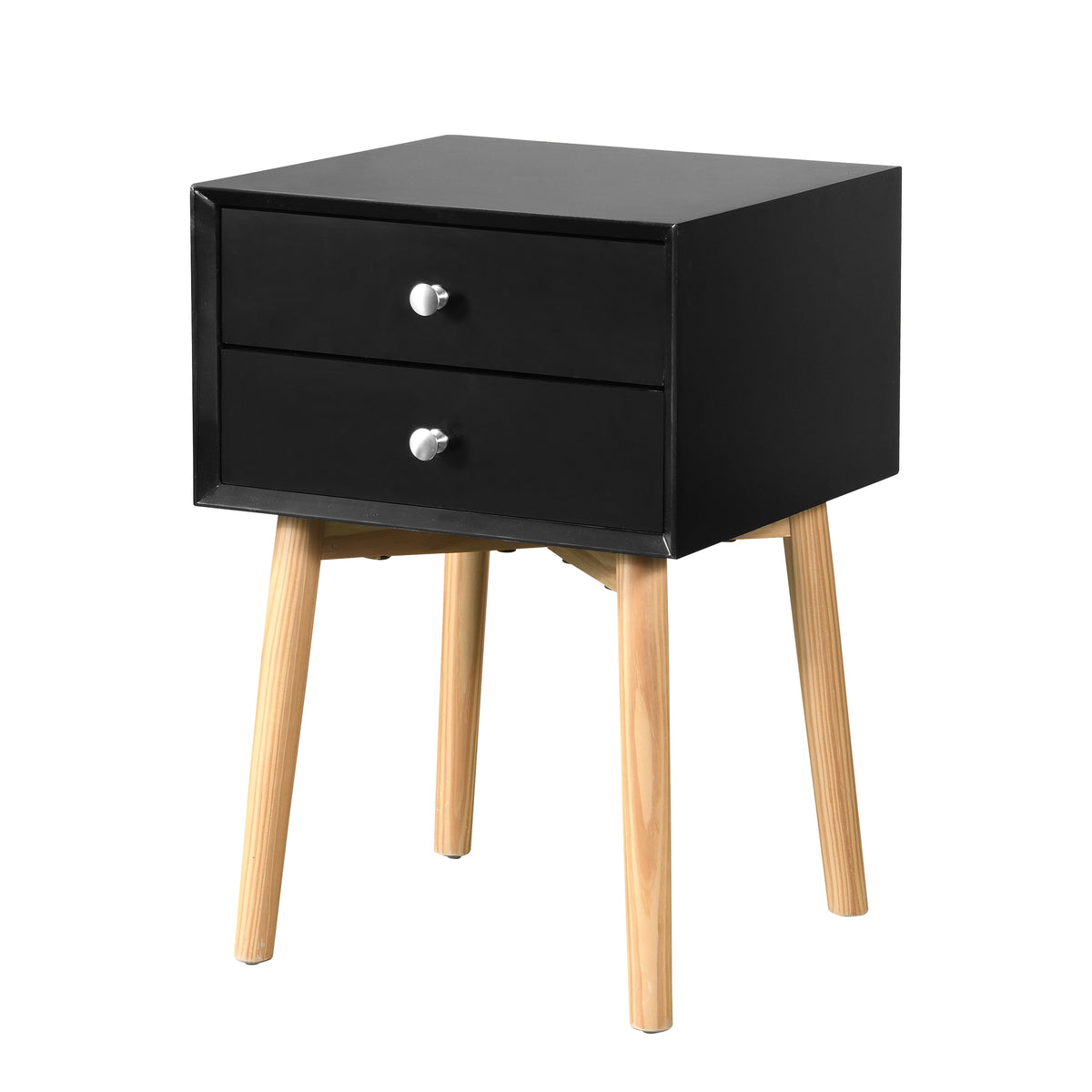 Mid-Century Modern Side Table with 2 Drawers