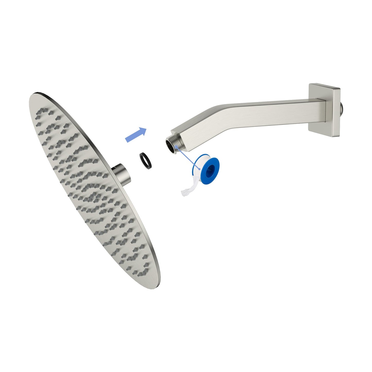 Brushed Nickel Shower Arm with Flange