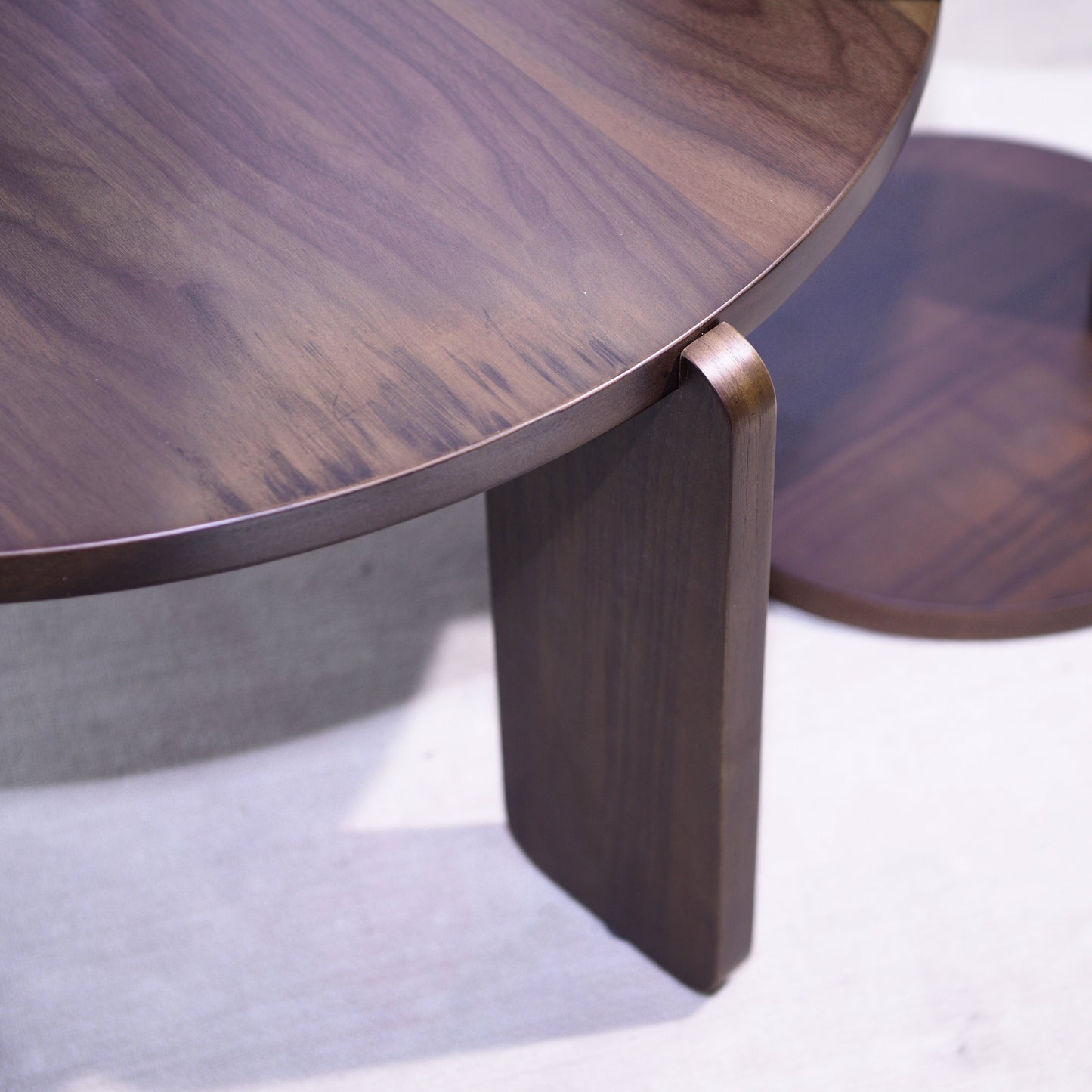 32.68 Inch Nesting Round Wood Coffee Table with End Table Set of 2