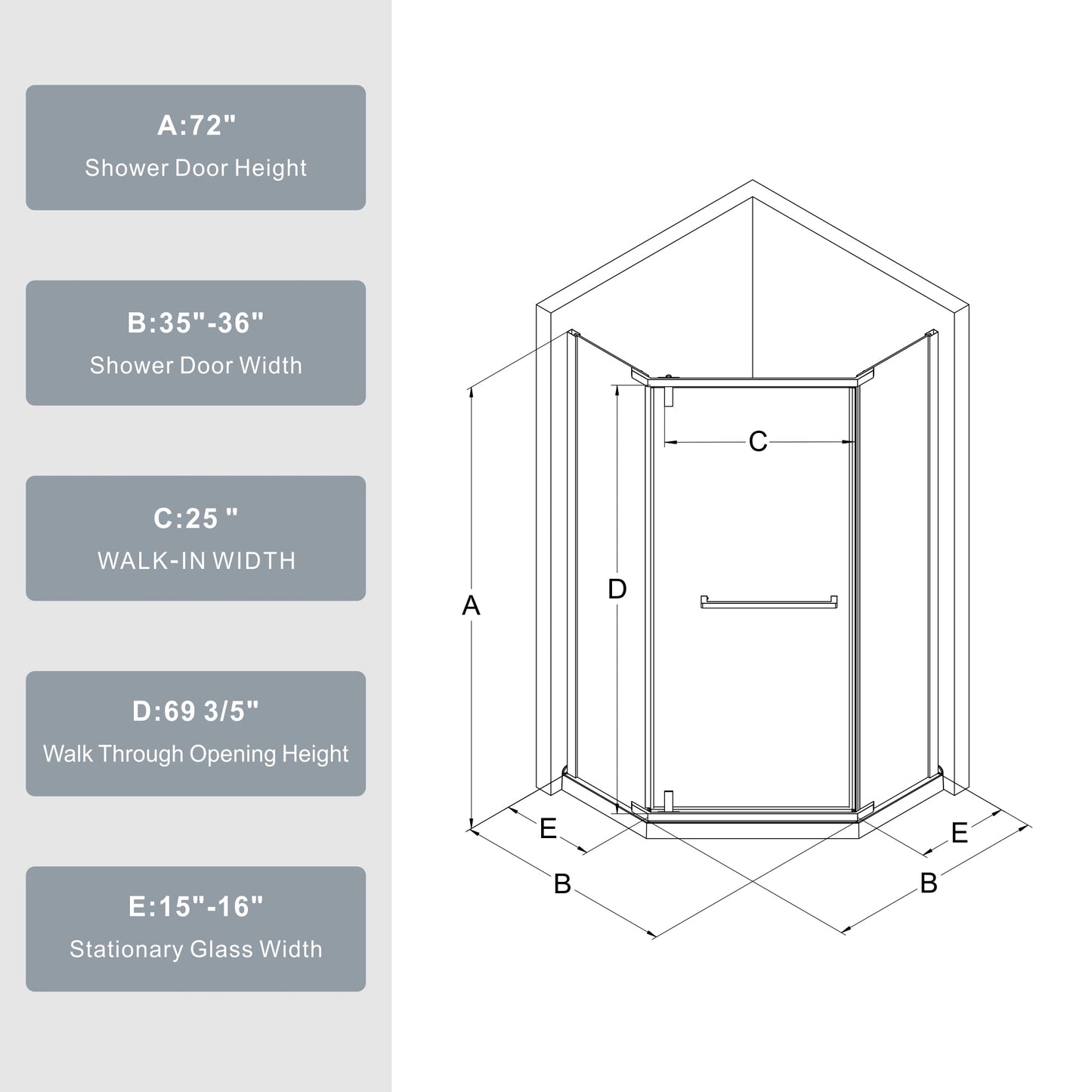 Goodyo Neo-Angle Frameless Shower Door