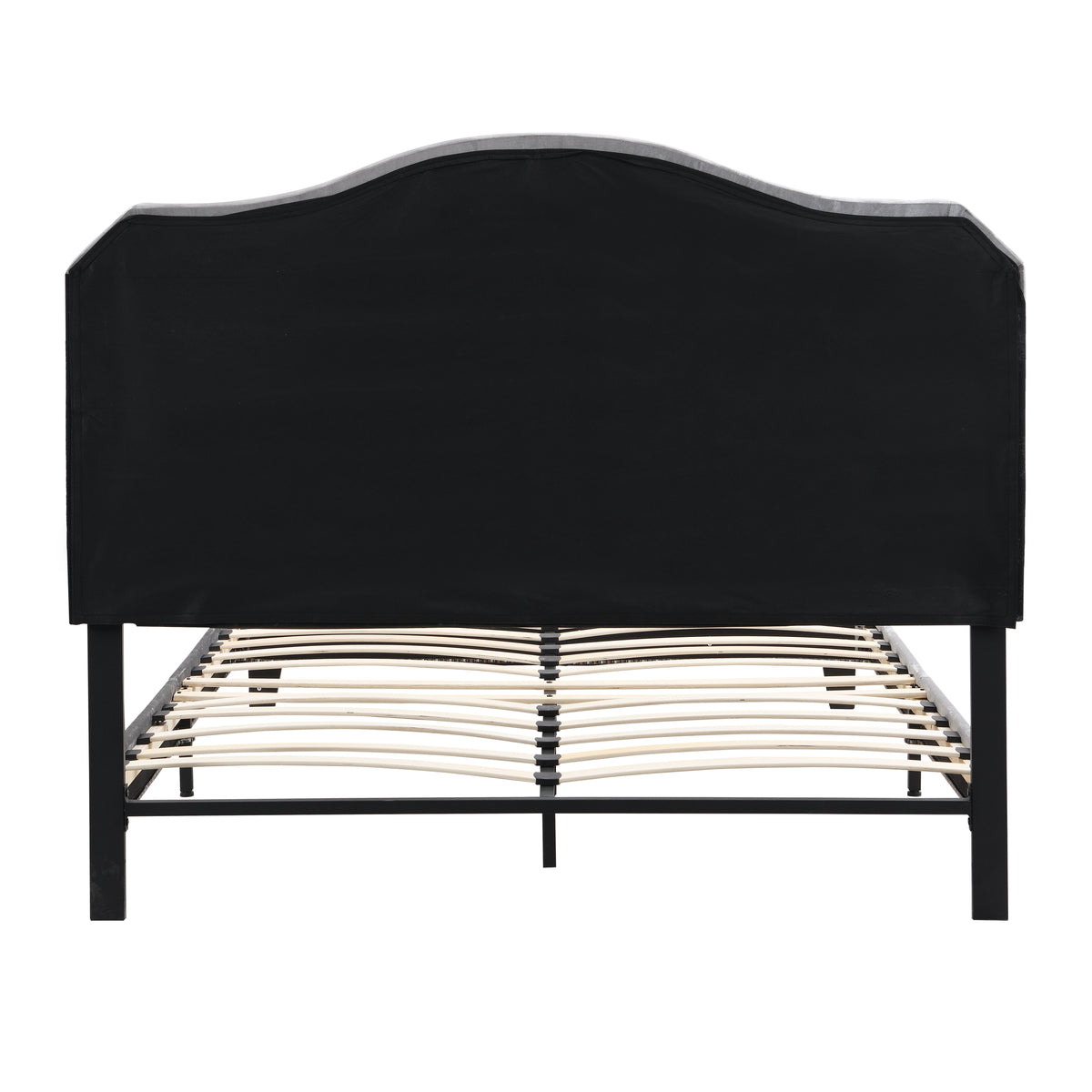 Upholstered Bed Button Tufted with Curve Design