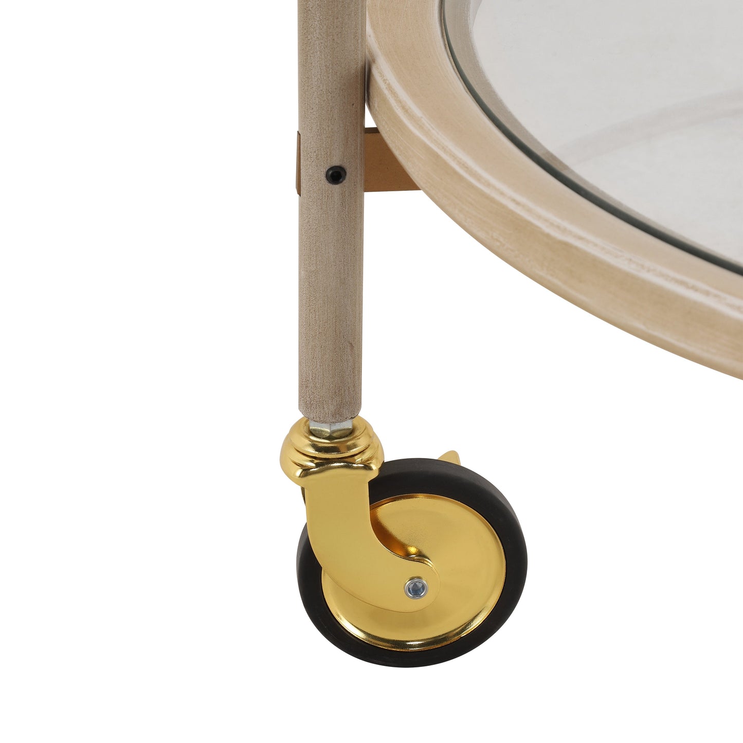 Round Bar Cart with Tempered Glass Shelves