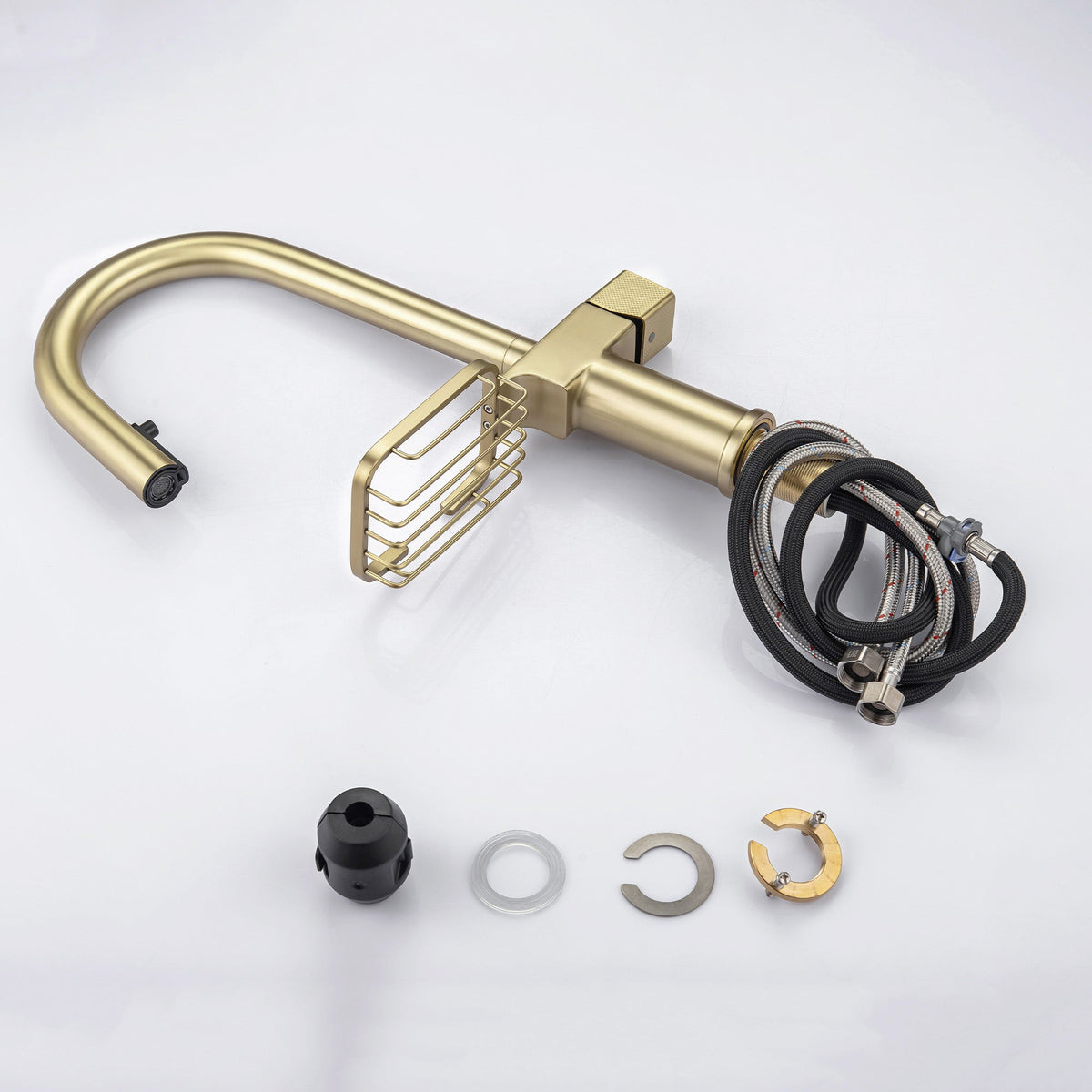 High Arc Pull-Down Kitchen Faucet - Brushed Gold