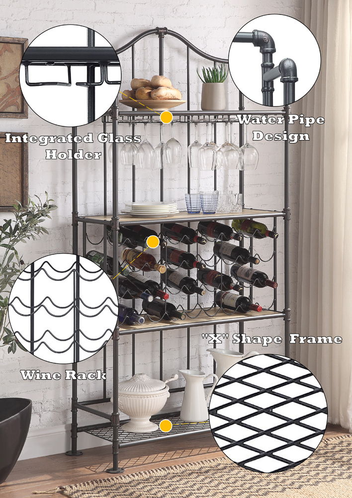Edina - Wine Rack - Oak & Sandy Black