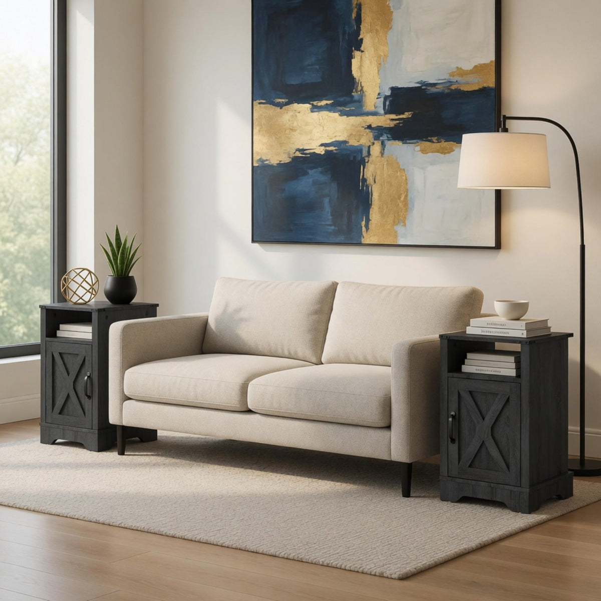 16" Dark Grey Farmhouse Nightstand