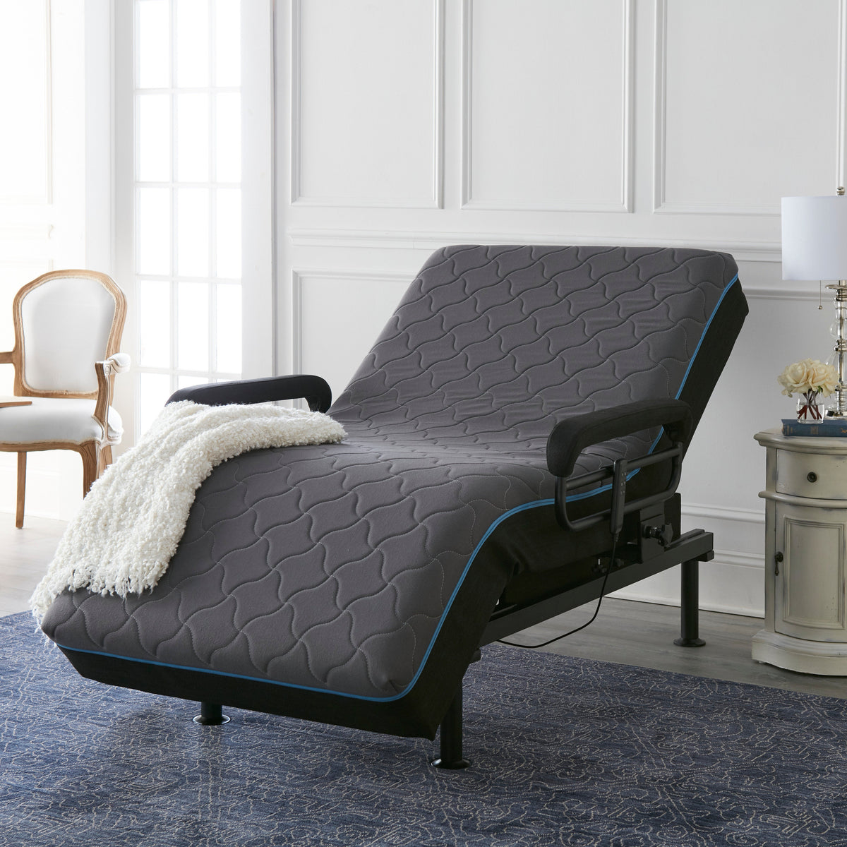 Twin Adjustable Sit to Stand Bed With Remote