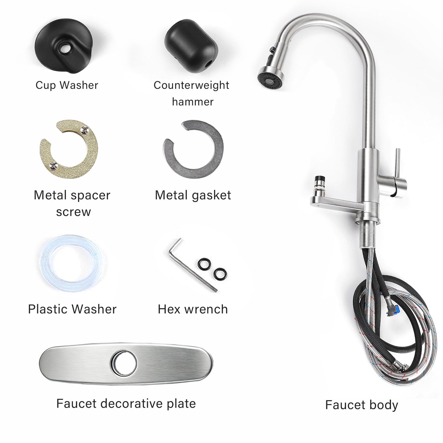 3-in-1 Kitchen Faucet with Press-Type Glass Rinser