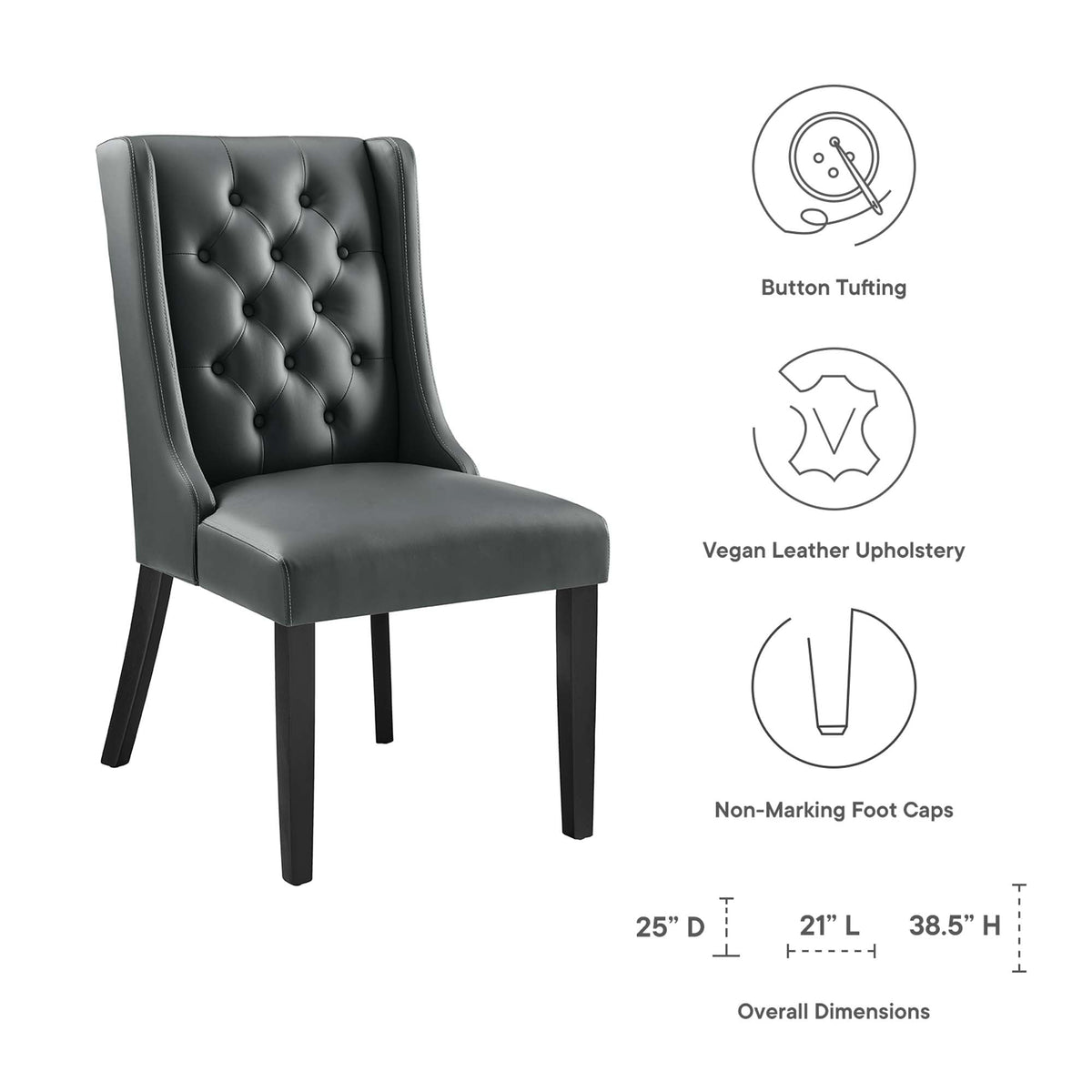 Baronet Button Tufted Vegan Leather Dining Chair by Modway