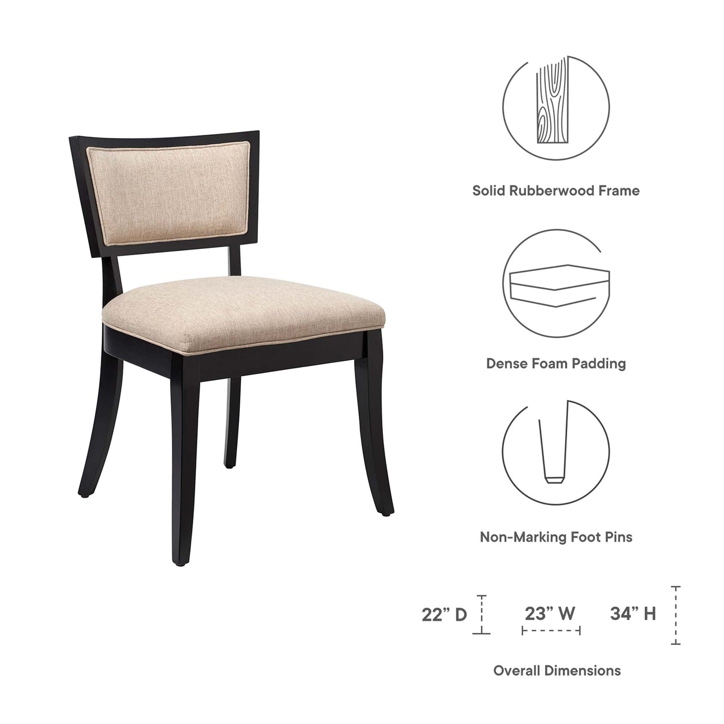 Pristine Upholstered Fabric Dining Chairs Set of 2 by Modway