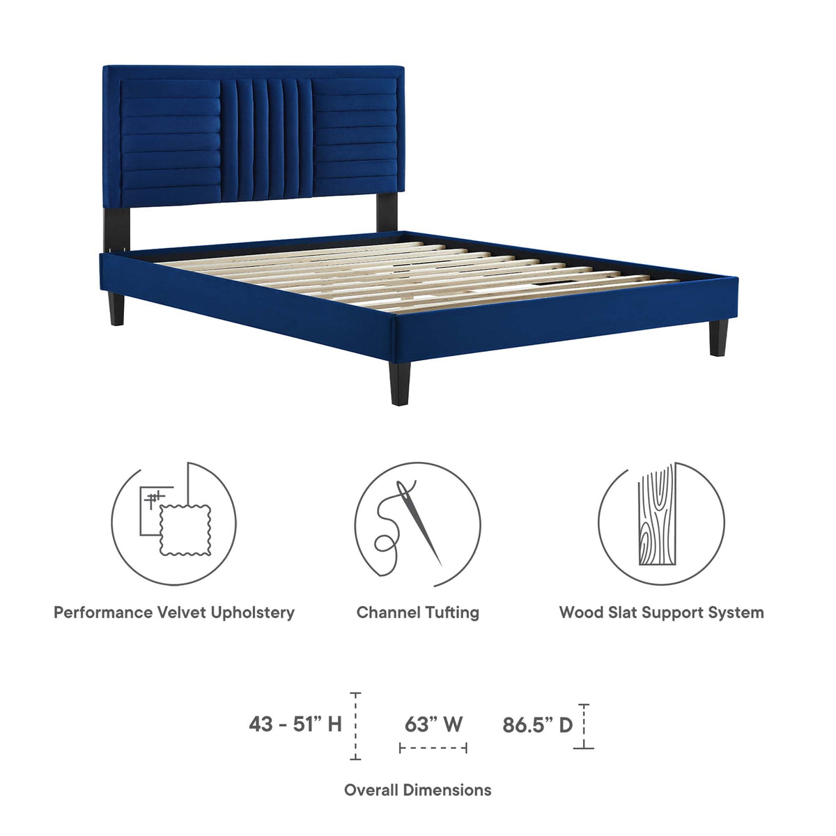 Sofia Channel Tufted Performance Velvet Full Platform Bed by Modway