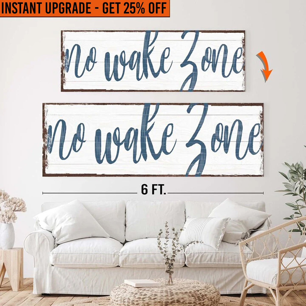 Upgrade Your 20x60 Inches 'No Wake Zone Sign XV Canvas To 24x72 Inches