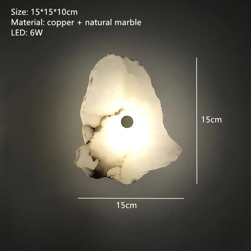 Natural Marble LED Wall Lamp Copper Luxury Novelty Lighting Sconce For Bedroom Living Dining Room Wall Decor Modern Art Design