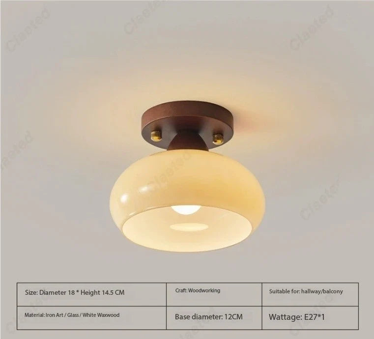 New Japanese LED Cream Wind Glass Ceiling Lamp Living Room Dining Room Porch Aisle Balcony Decorative Lighting