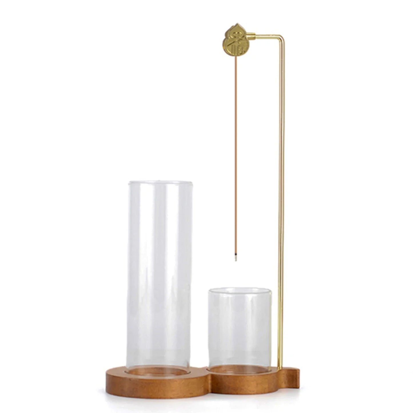 2 in 1 Gourd-shaped Incense Burner Anti-Ash Incense Holder with Glass Ash Catcher and Incense Storage for Yoga Meditation Spa