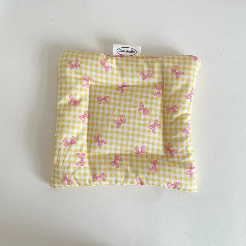Korean Cotton Coaster Key Storage Jewellery Mat Double-sided Thickened Fabric Sweet Drawstring Portable Accessories Cafe