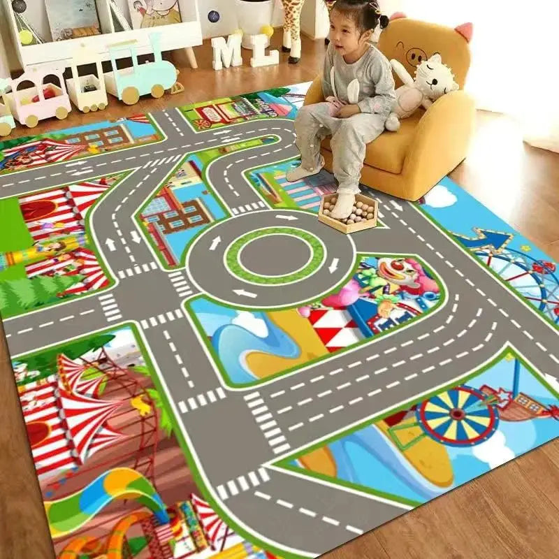 VIAKAMA Cartoon Carpet Kindergarten Early Childhood Education Children's Room Traffic Car Park Track Baby Play House Game Mats