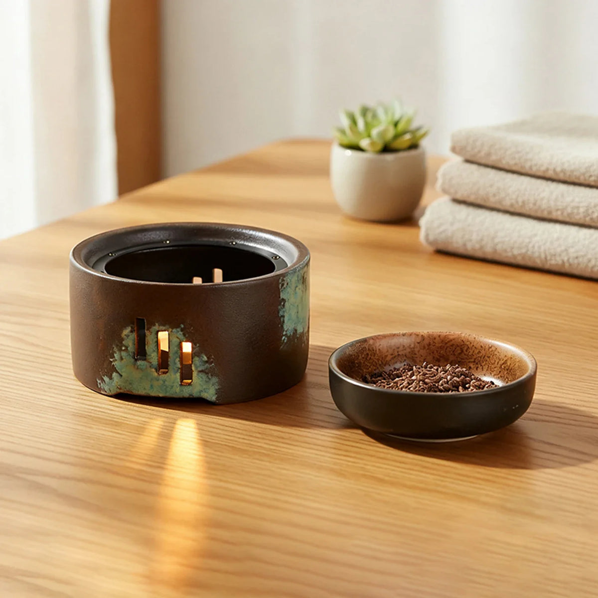 Ceramic Essential Oil Burner Wax Melt Warmer Burner Candle Heating Holder Essential Oil Diffuser for Spa Aromatherapy
