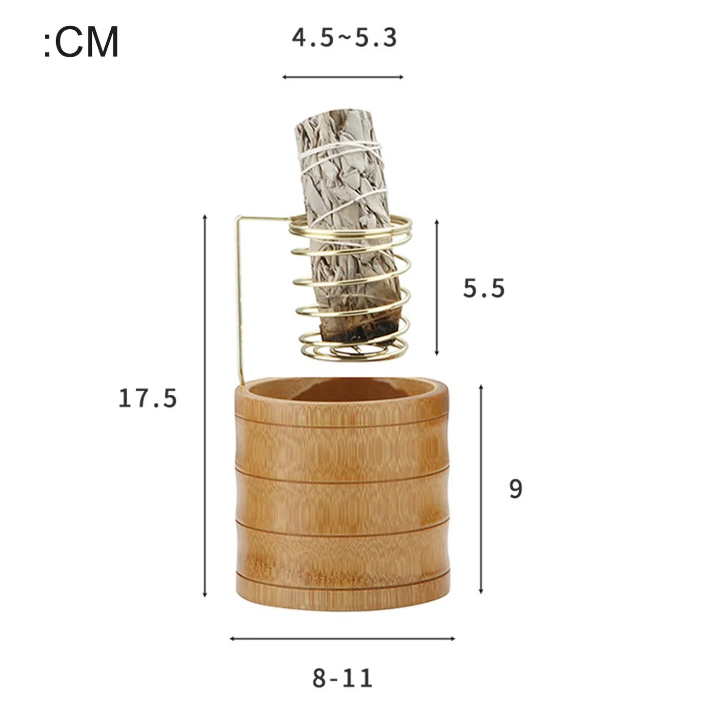 Bamboo Palo Santo Holder Metal Burner Sage Holder with Bamboo Ash Catcher Tray Incense Holder for Meditation Yoga Spa