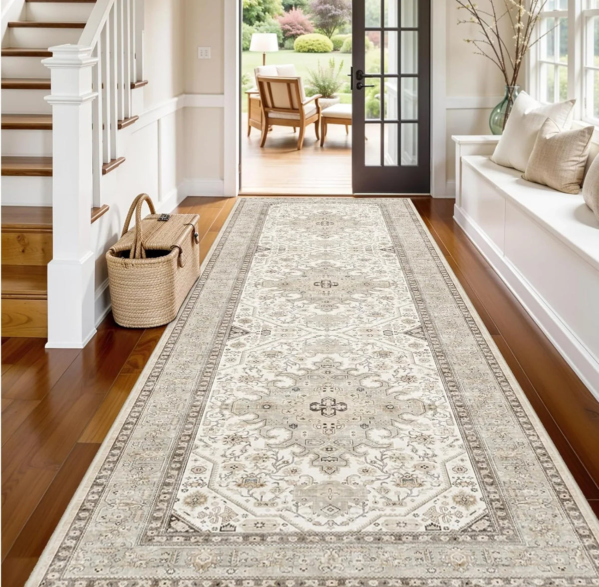 Non Slip Washable Multi Style Runner Rug Floral Retro Abstract Pattern Mat for Kitchen Hallway Corridor Home Decor Floor Carpet