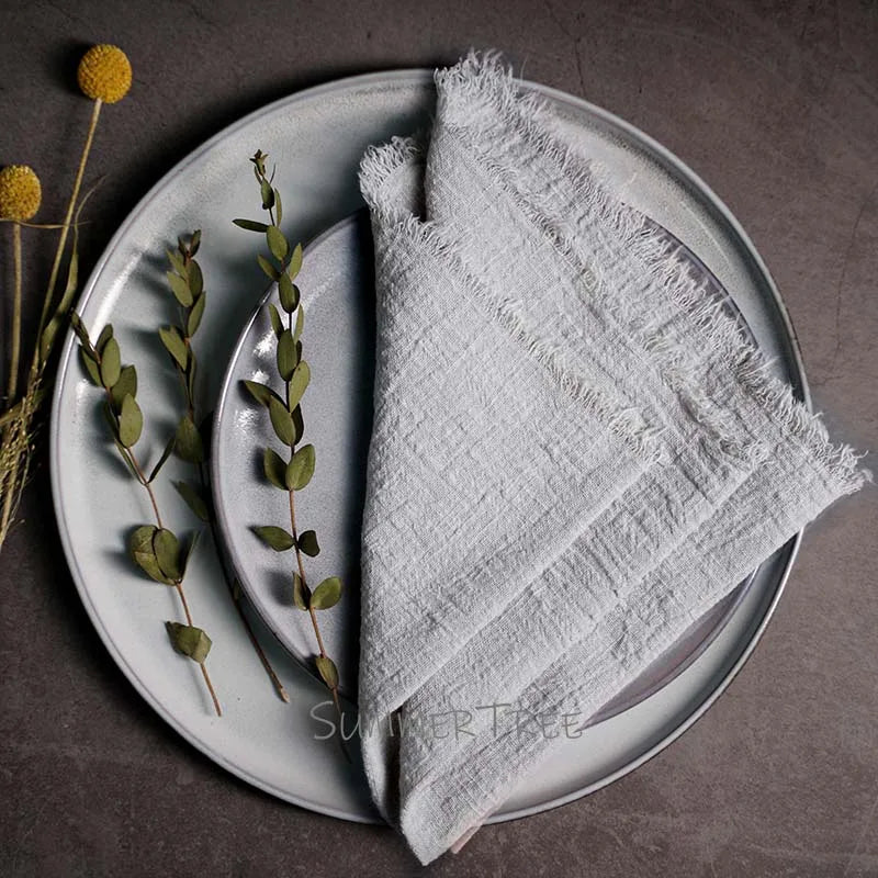 10pcs Large Napkins 41x41cm Rustic Cotton Gauze Napkin Muslin Tea Towel Dinner Retro Cheesecloth Wedding Party Linen Decor