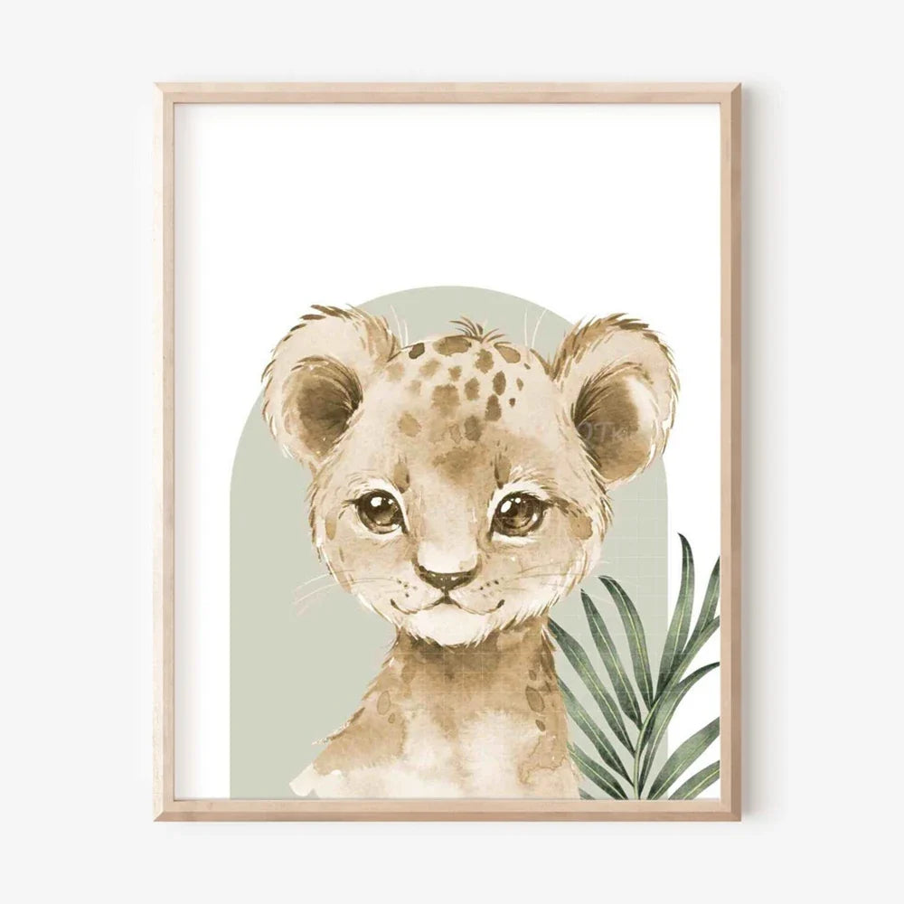 Nordic Modern Cute Animal Elephant Giraffe Cat Prints Canvas Painting Poster For Living Room Play Room Kids Room Home Decor