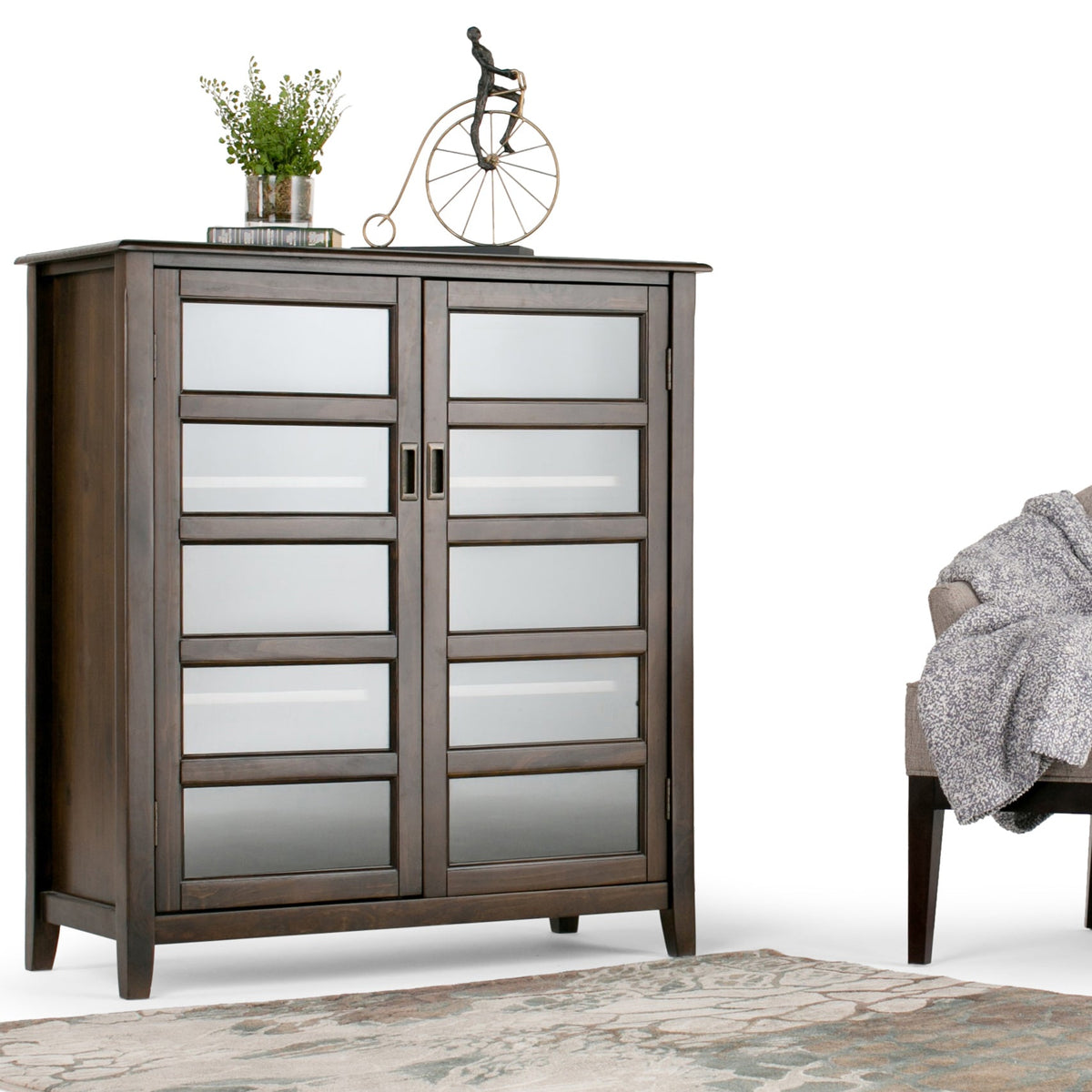 Burlington 40 Inch Wide Solid Wood Medium Storage Cabinet in Mahogany