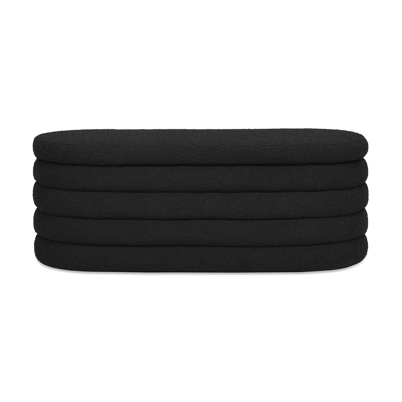 Fuji 49" Upholstered Oval Storage Bench, Ebony