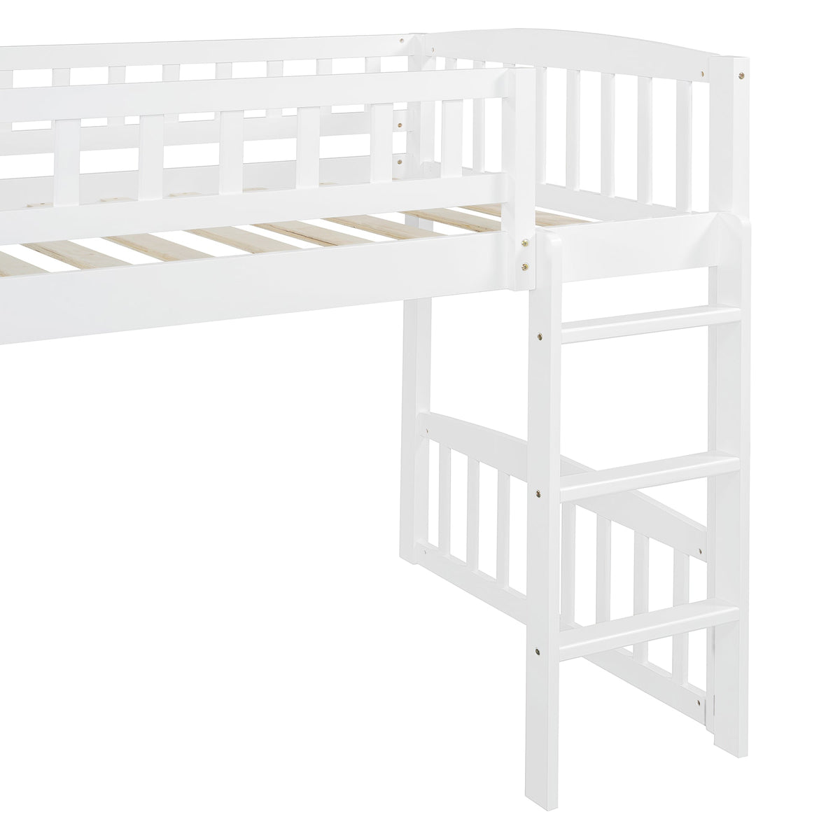 Twin Size Loft Bed With Slide And Ladder - White