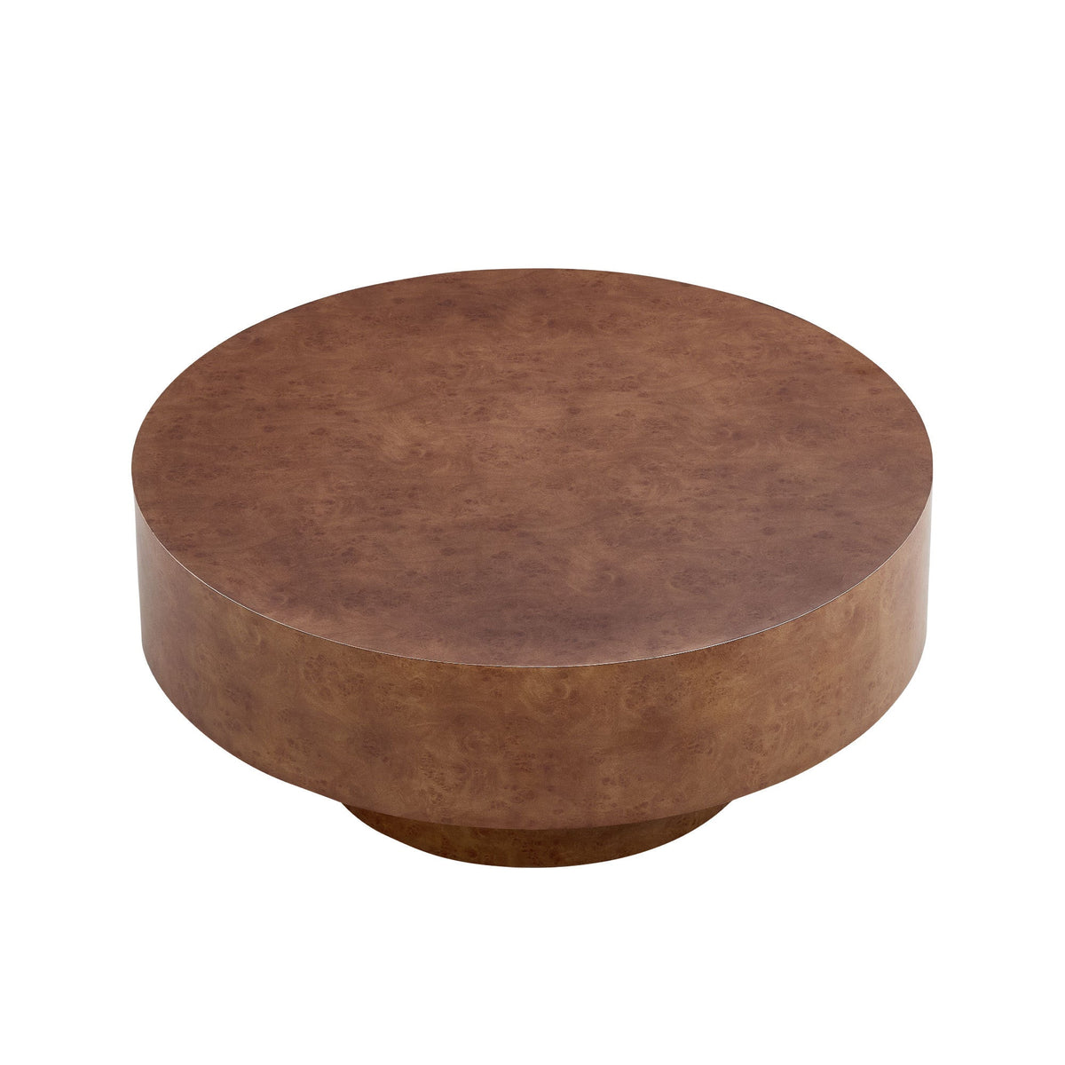 31.49'' Faux Burl Wood Pattern Round Coffee Table with Sturdy Pedestal