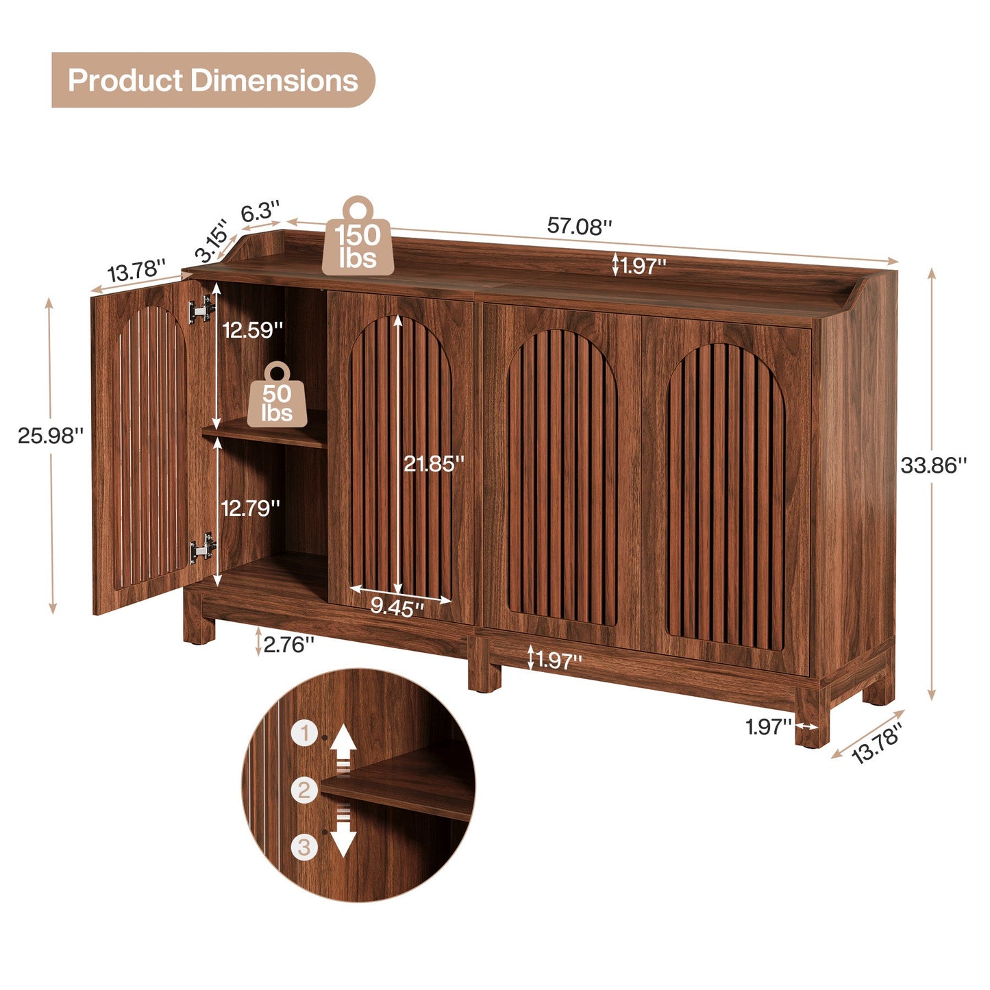 57" Farmhouse Sideboard Buffet
