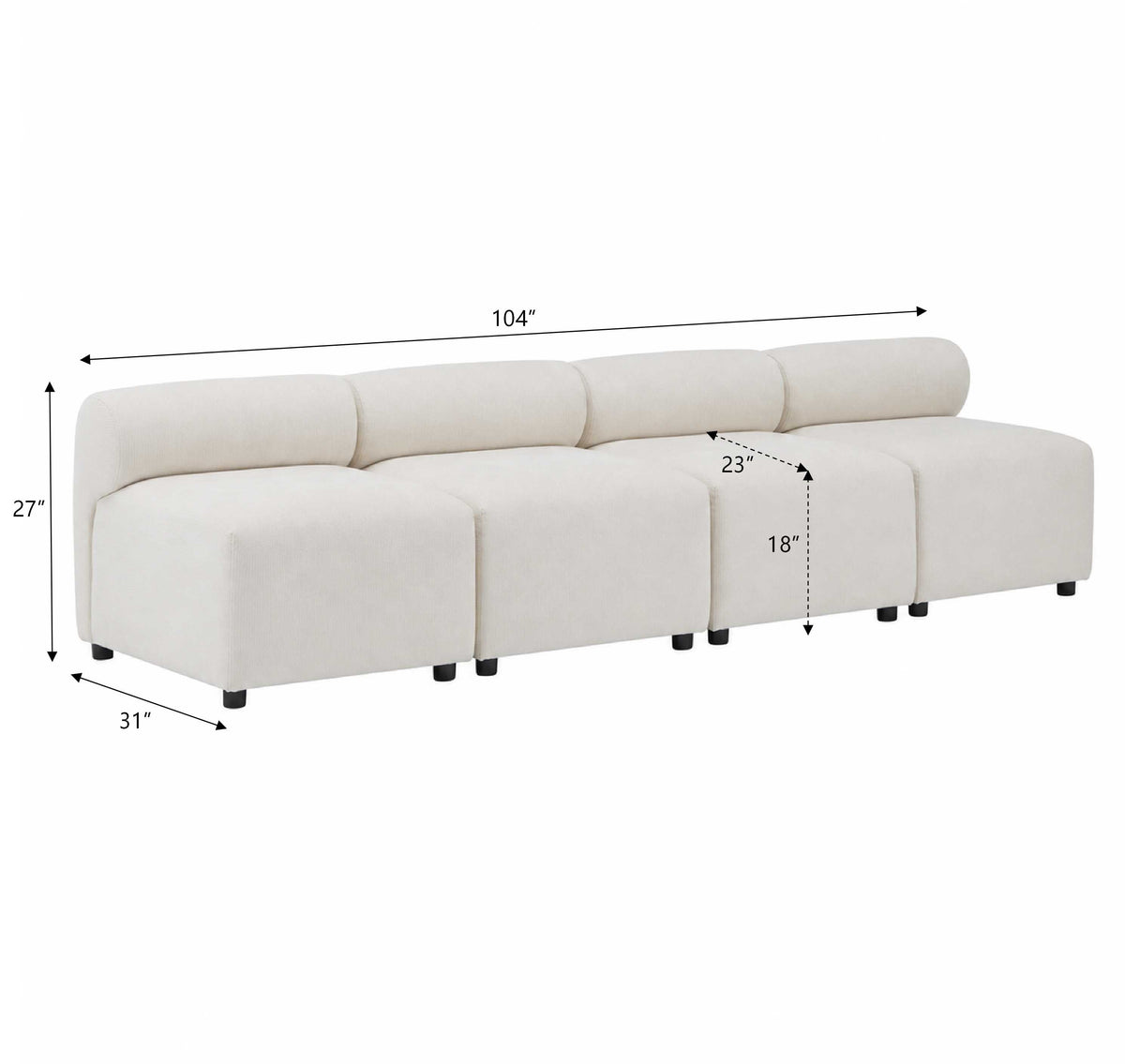 Evelyn 4-Piece Modular Chenille Sectional Sofa