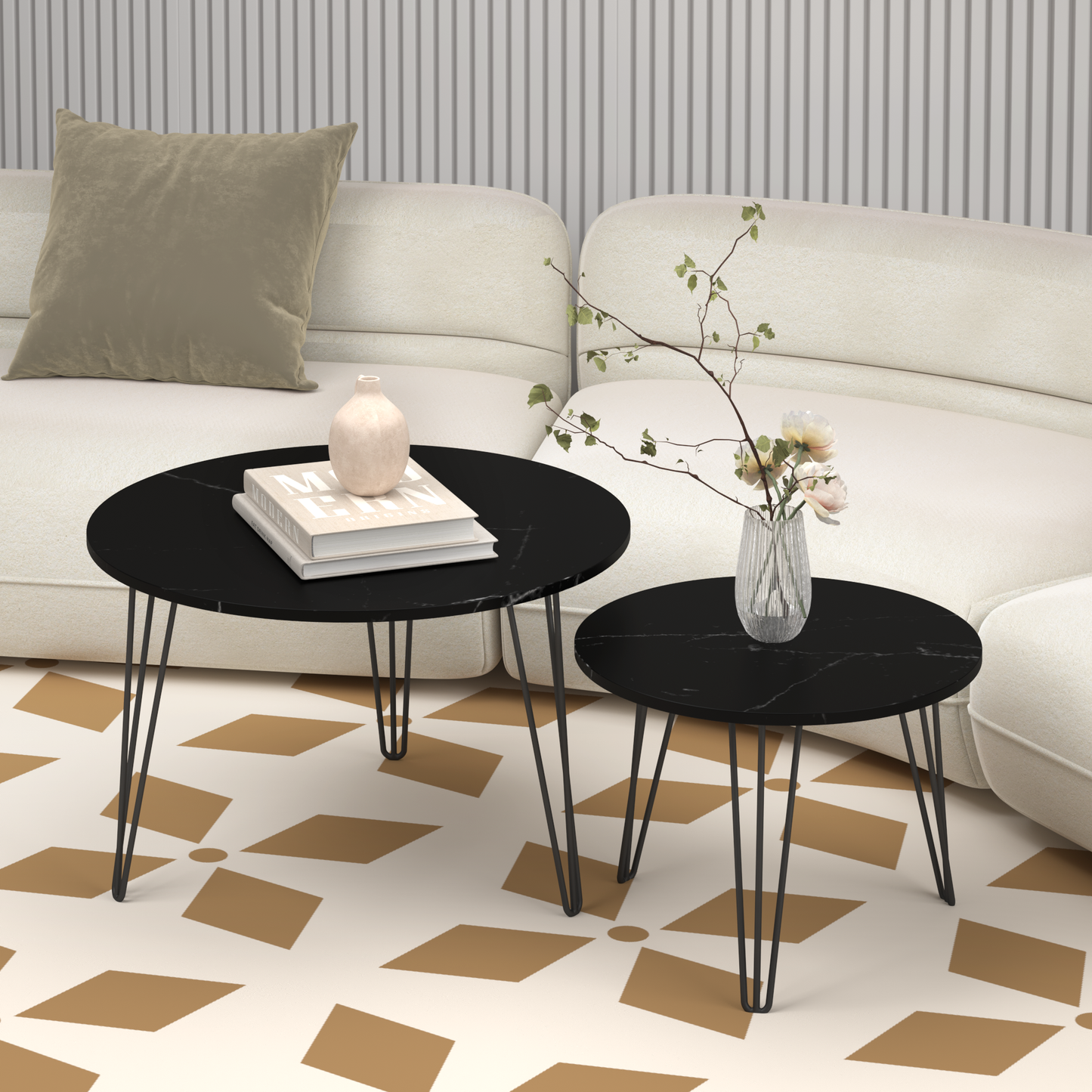 27.56'' Round Nesting Coffee Table Set of 2