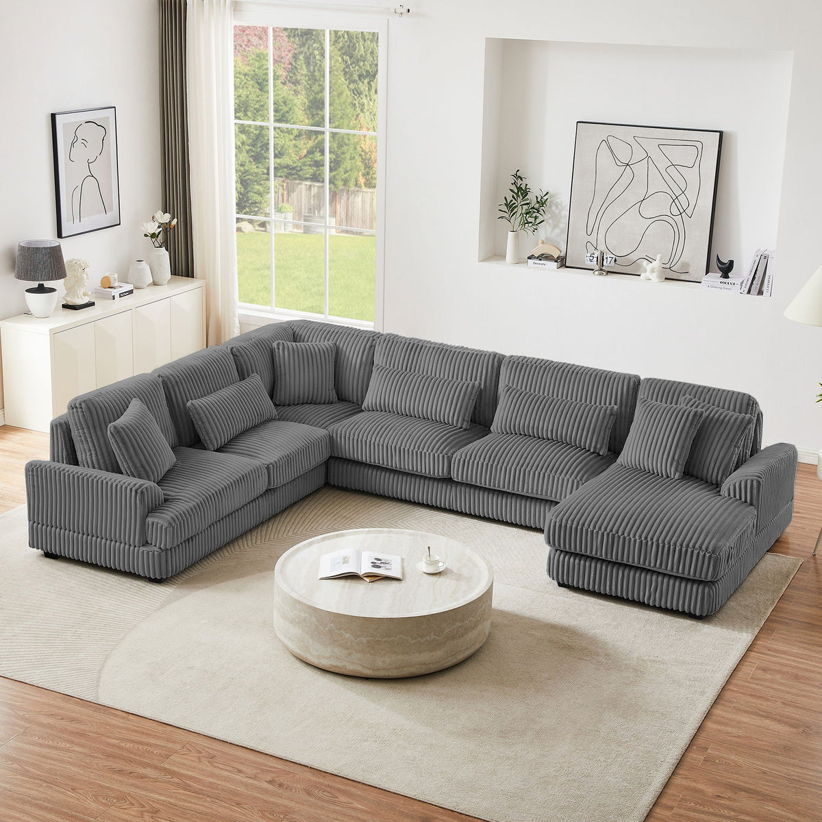 Oversized Sectional Sofa U - Shaped Sofa Couch Modern Sofa Upholstered In Soft With A Chaise Lounge For - view 19