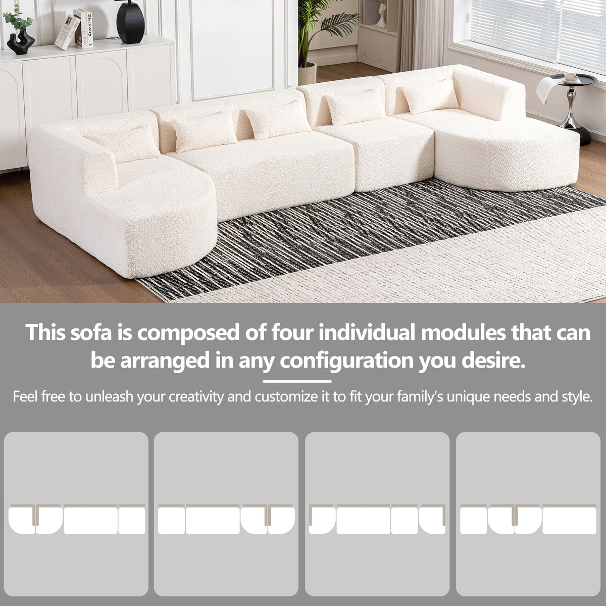 Upholstered Sofa Free Combined Sofa Couch With 2 Chaise Lounge And Five Back Pillows For Living Room - view 7