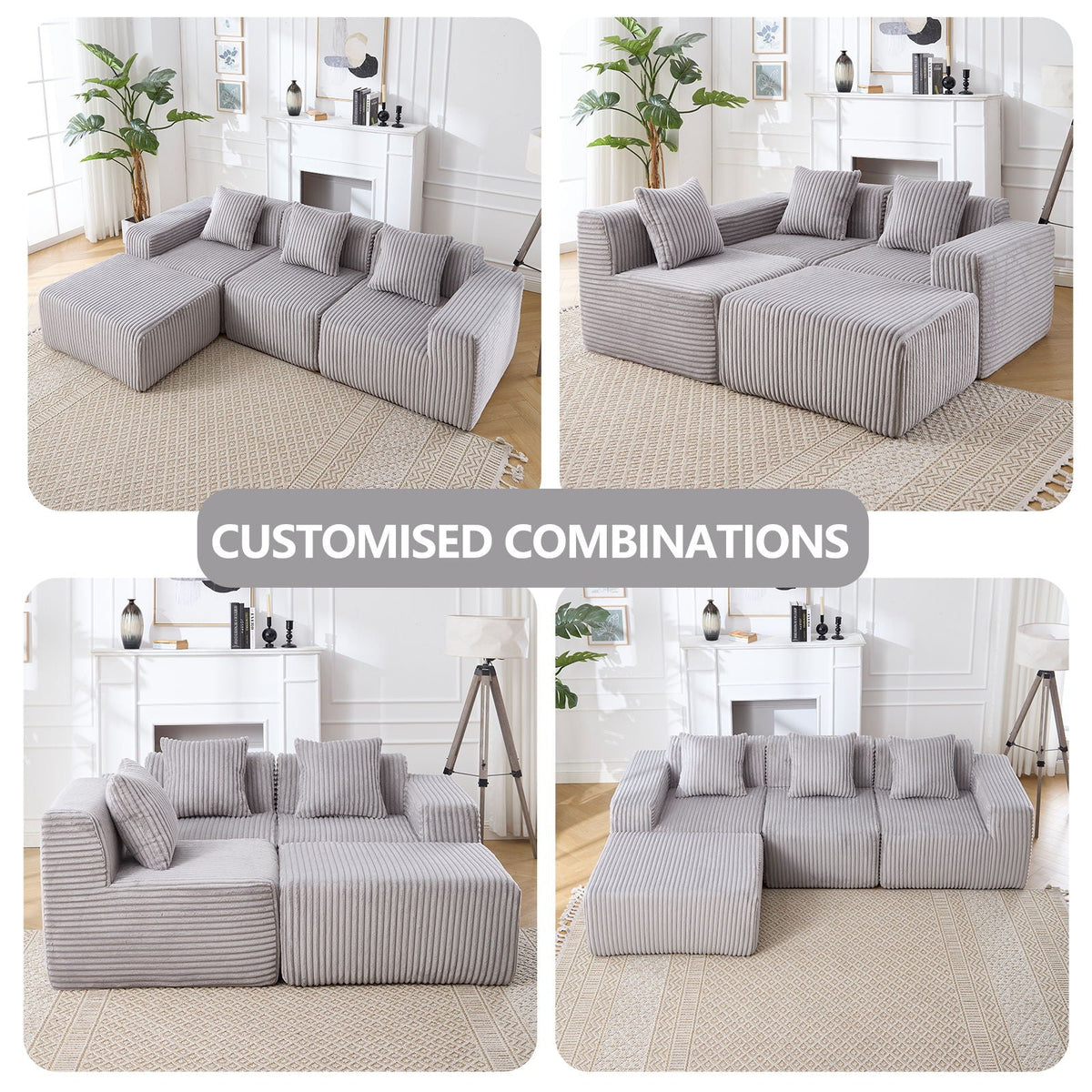 L - Shape Modern Minimalist Modular Sectional Sofa, Upholstered Cloud Couch With Deep Seats - view 20