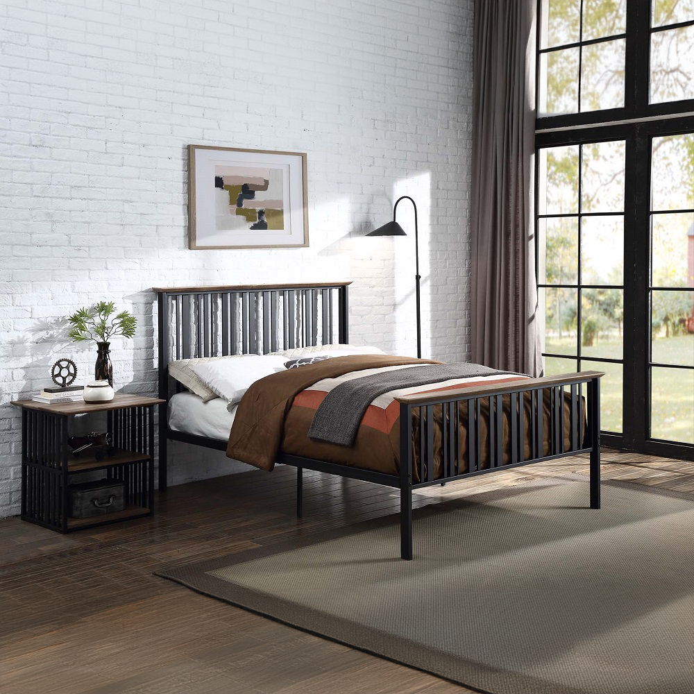 Zudora - Nightstand - Antique Oak & Black