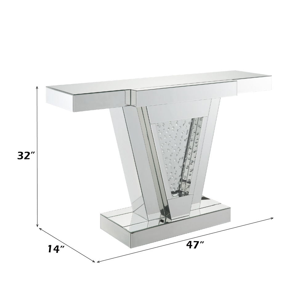 Nysa - 32"H Console Table - Mirrored & Faux Crystals